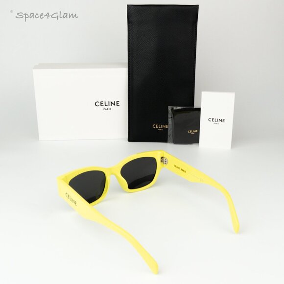 Celine Men Sunglasses CL40197U MONOCHROMS 93A Lime Green Grey Cat Eye BRAND NEW - Picture 8 of 13